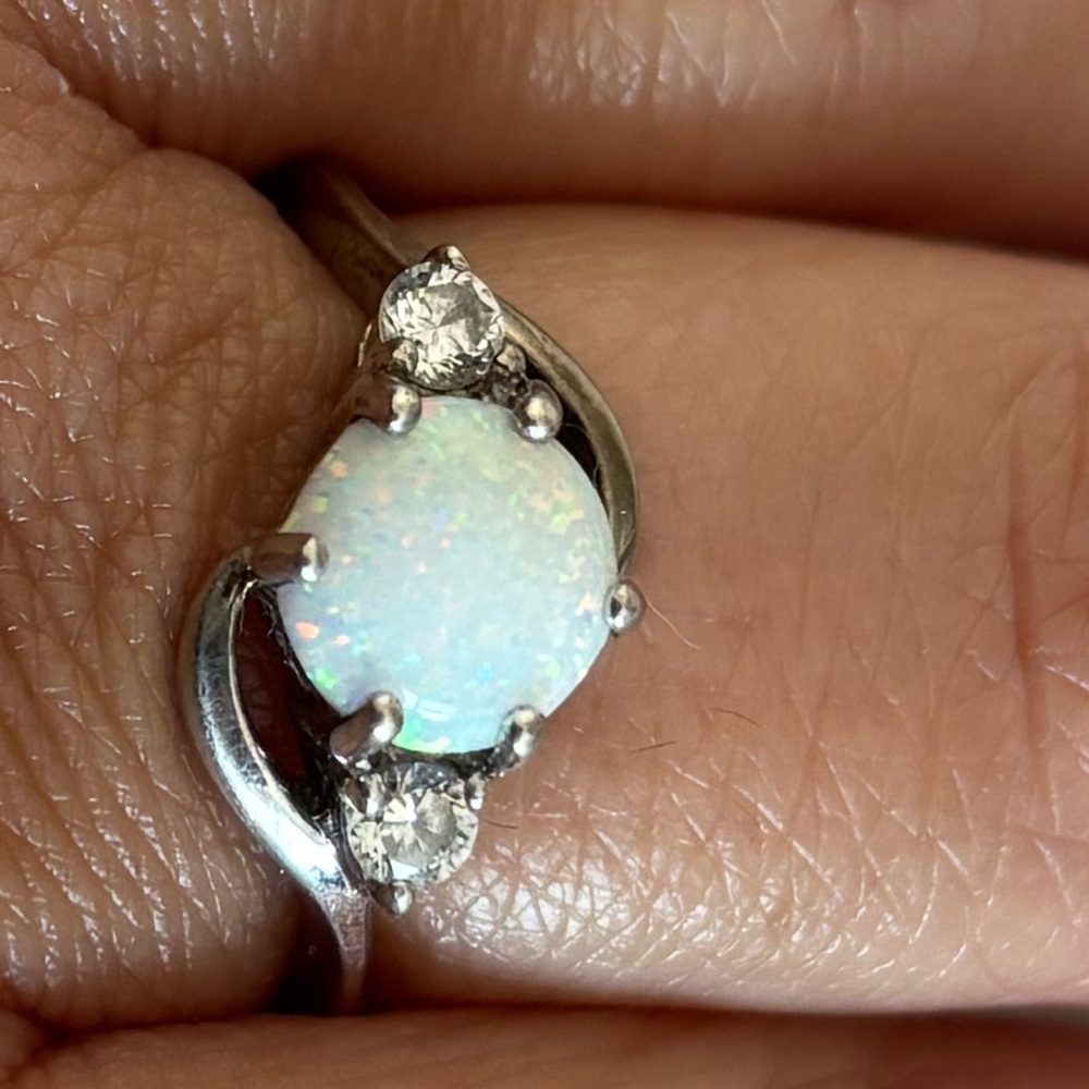 Elegant Silver Opal Ring